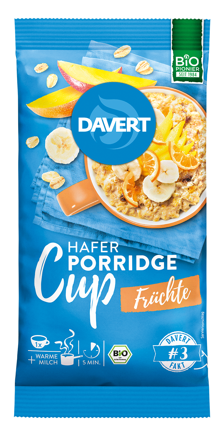 Porridge-Cup Früchte 65g | Davert Online-Shop | Bio Naturkost
