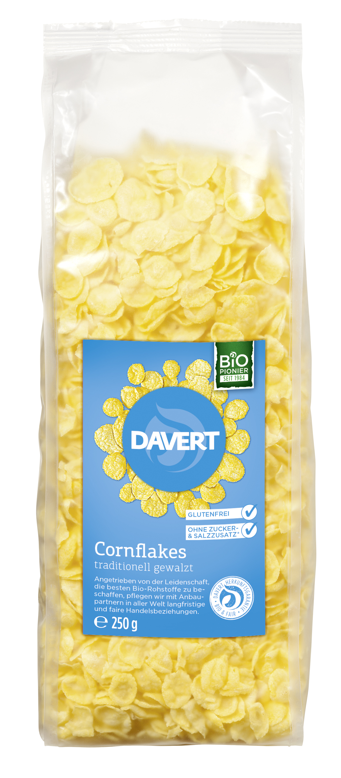Cornflakes ohne Salz und Zucker glutenfrei 250g | Davert Online-Shop | Bio Naturkost