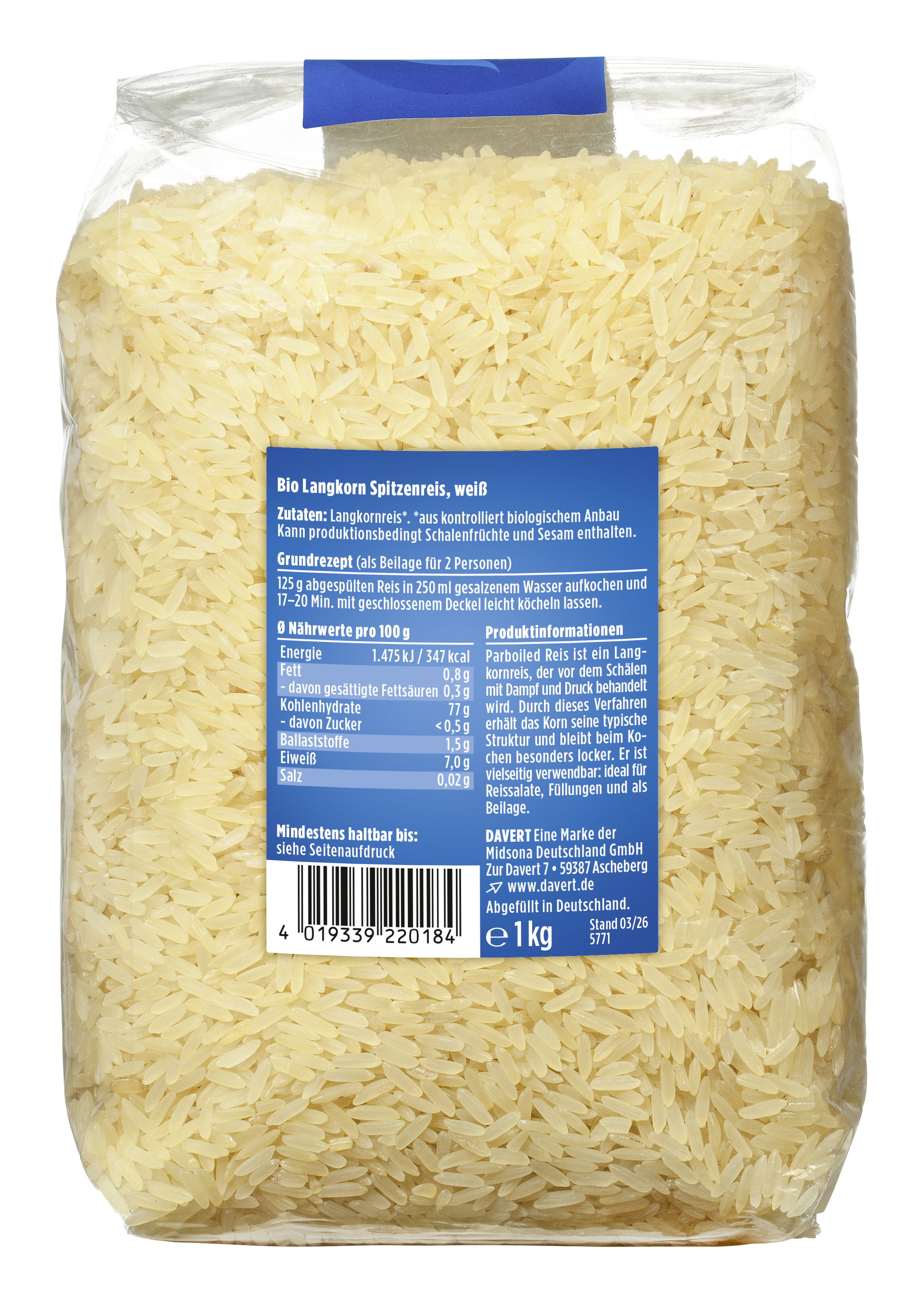 Parboiled Reis 1kg